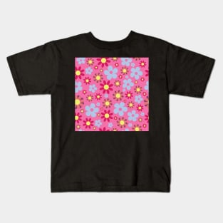 Floral Pink Blue Yellow Flower Seamless Pattern Version 2 Kids T-Shirt